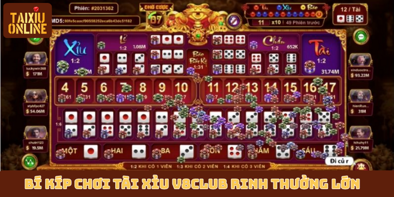 Bí kíp chơi tài xỉu V8Club rinh thưởng lớn