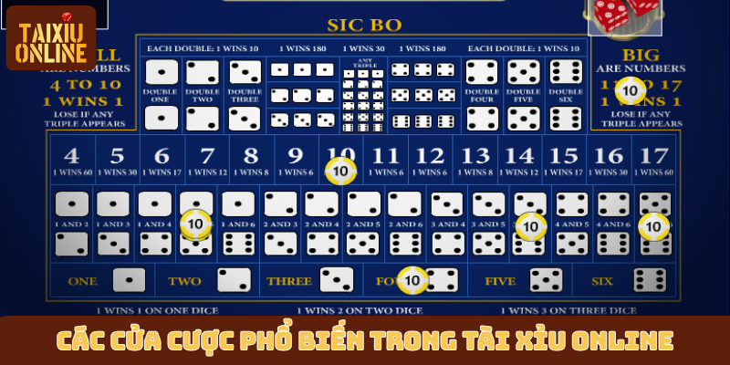 Các cửa cược phổ biến trong tài xỉu online Các cửa cược phổ biến trong tài xỉu online