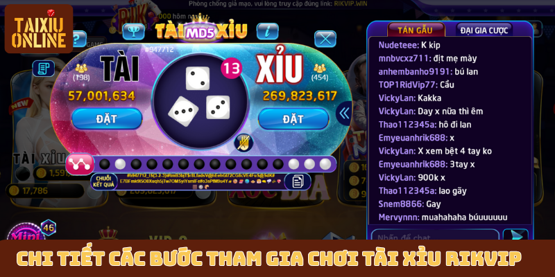 Chi tiết các bước tham gia chơi tài xỉu RikVip cho newbie