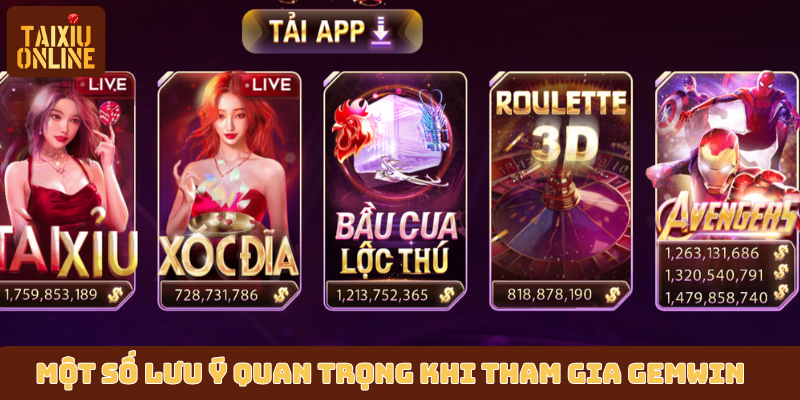 Một số lưu ý quan trọng khi tham gia chơi tại Gemwin Một số lưu ý quan trọng khi tham gia chơi tại Gemwin